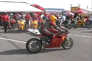 The lineup of S-Model Ducatis ready for the track.